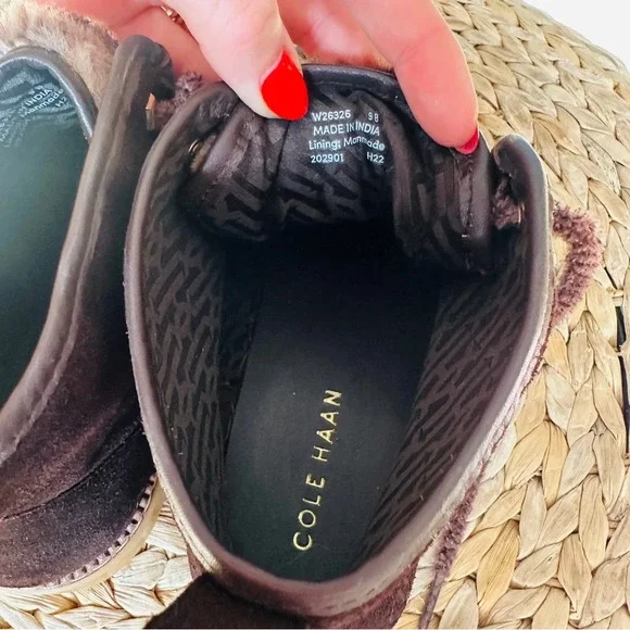 NEW Cole Haan Women's Summit Chukka Dark Chocolate Brown Plaid Lace Up Fur Boot - Picture 13 of 16